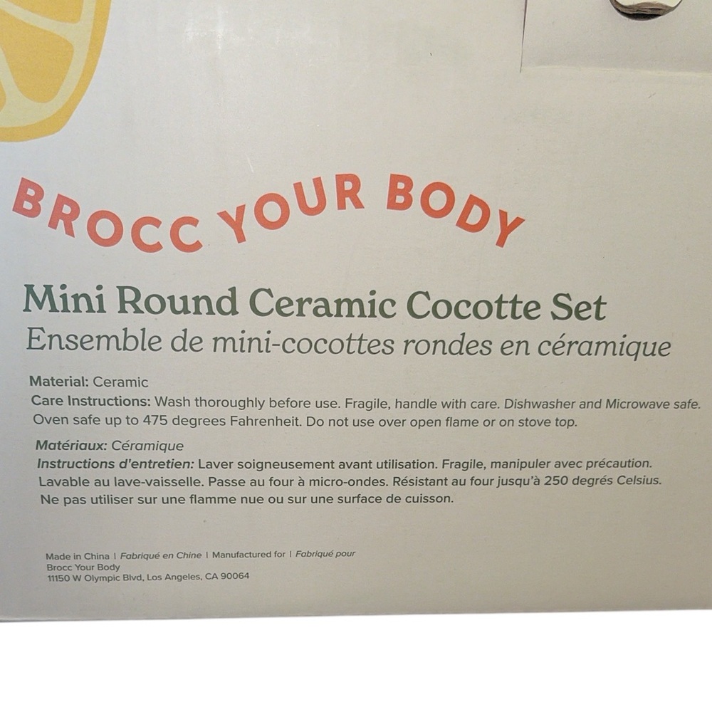Brocc Your Body Mini Round Ceramic Cocotte Set of 2 NIB - Picture 14 of 14